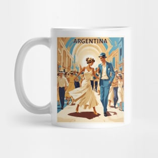 Street Tango Dancing Argentina Vintage Tourism Poster Mug